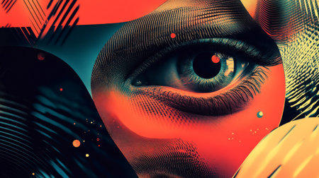 A captivating abstract eye artwork featuring vibrant colors and striking textures. This piece evokes emotion and stimulates the senses, perfect for creative projects.の素材
