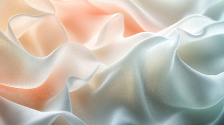 Explore this soft fabric texture featuring pastel shades and gentle folds. The elegant waves create a serene atmosphere, perfect for design projects.の素材
