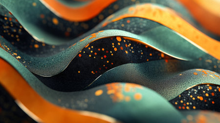 An abstract image featuring colorful waves with a textured surface. The blend of orange and blue creates a captivating visual experience, perfect for design projects.の素材