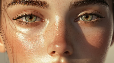 This close-up image highlights a beautiful modelの素材