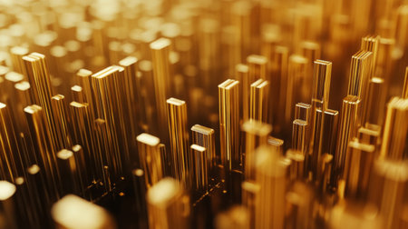 A stunning abstract representation featuring vertical bars in a rich gold hue. Ideal for luxury themes, this image evokes elegance and modern design.の素材