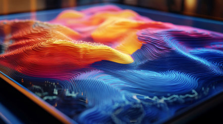 Captivating abstract image featuring vibrant waves of color in a fluid design, creating a sense of movement and energy. Perfect for modern projects.の素材