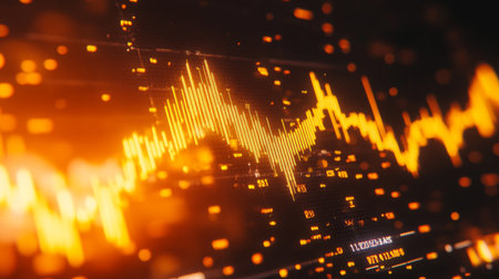 Vibrant abstract representation of sound waves with dynamic energy. This modern digital visualization showcases rhythm and motion through vivid colors.の素材