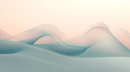 This soft abstract image features fluid waves in pastel tones, creating a serene and calming atmosphere. Ideal for backgrounds or artistic projects.の素材