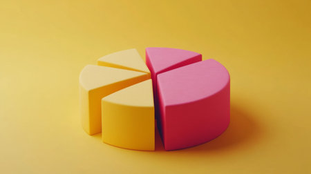 Vibrant geometric shapes in pink and yellow create a modern design on a bright yellow background, perfect for educational and artistic purposes.の素材