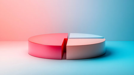 A modern minimalist pie chart design concept featuring soft pastel colors. Perfect for visualizing data trends and presenting statistics in business reports.の素材