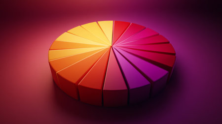 This visually striking abstract artwork features a colorful geometric shape composed of vibrant gradient tones, perfect for modern design projects.の素材