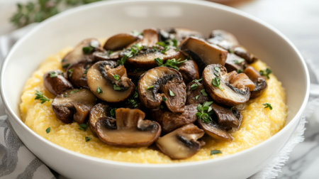 A delicious bowl of creamy polenta topped with sautの素材