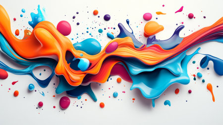 A stunning display of vibrant paint swirls and drops, showcasing a dynamic mix of colors. Perfect for artistic projects and creative backgrounds.の素材