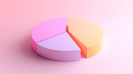 Bright and colorful pie chart against a soft background, perfect for illustrating data analysis or business presentations in a modern style.の素材