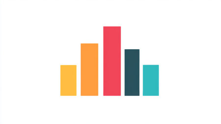 A vibrant bar graph illustration with colorful bars on a clean white background, representing data analytics and performance metrics for various applications.の素材