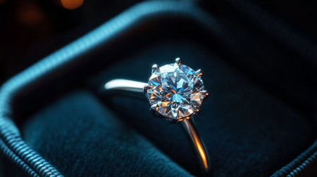 Capture the essence of elegance with this stunning diamond ring presented in a luxurious display box, showcasing its brilliance and beauty. Ideal for engagements or special gifts.の素材