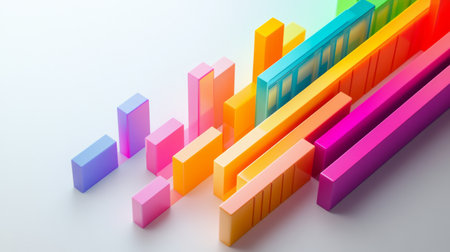 This vibrant abstract composition features colorful bars in various heights, creating a dynamic visual effect perfect for modern design projects and presentations.の素材