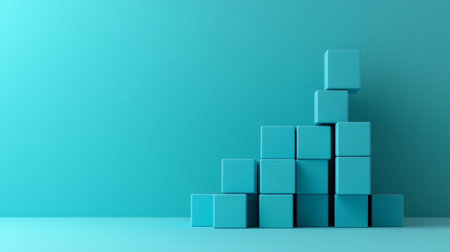 A visually appealing arrangement of blue cubes stacked on a vibrant background, creating a modern, minimalist aesthetic perfect for design projects.の素材