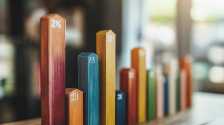 A vibrant bar graph illustrating data analysis with colorful bars. Ideal for business presentations, educational materials, or marketing visuals.の素材