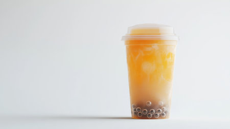 A refreshing bubble tea drink in a clear cup, showcasing vibrant layers of flavor. Perfect for summer sips or a fun cafe experience, this beverage captures a joyful moment.の素材