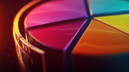 Close-up view of a vibrant color palette featuring geometric shapes. This striking image highlights the interplay of colors in an artistic and modern style.の素材