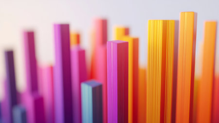 An abstract arrangement of vibrant colored bars creating a dynamic visual effect. Ideal for backgrounds, modern designs, and creative projects.の素材