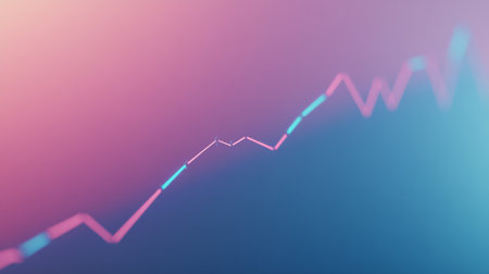This abstract image features a trend line on a soft gradient background, representing growth and analytics in finance and business. Ideal for presentations.の素材