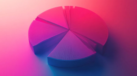 Abstract pie chart design with colorful layers on a vibrant gradient background, ideal for business presentations, marketing visuals, and creative projects.の素材