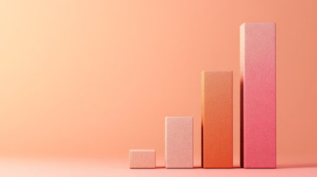 Vibrant pastel bar graphs represent growth and success against a soft background. Ideal for finance and business presentations or data analysis visuals.の素材