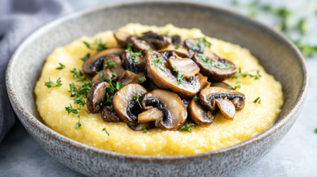 A delicious bowl of creamy polenta topped with sautの素材