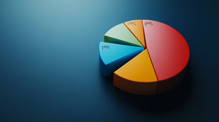 Colorful pie chart on a sleek dark background, ideal for business presentations and data analysis. Perfect for illustrating statistics and insights.の素材