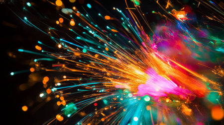 Explore a mesmerizing burst of vibrant colors and light, creating an enchanting visual display perfect for artistic and festive themes.の素材