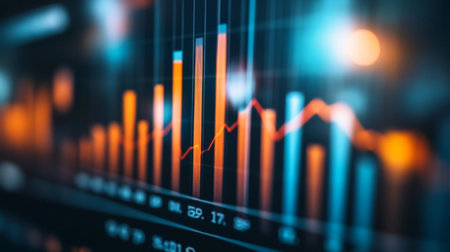 Vibrant data visualization featuring colorful graphs and charts, showcasing financial trends and analytics. Ideal for technology and finance themes.の素材