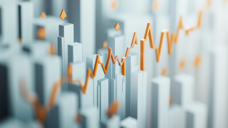 This image showcases a dynamic financial chart representing growth and trends in data analysis, ideal for business and finance-related projects.の素材