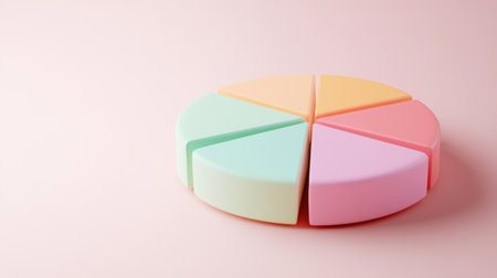 A visually appealing segmented cake in pastel colors on a soft background, perfect for celebrating creativity and joy in a modern dessert presentation.の素材