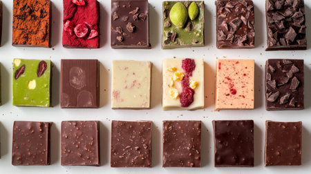 Discover a vibrant array of gourmet chocolate treats, featuring a variety of flavors and textures. Ideal for dessert tables and special occasions.の素材