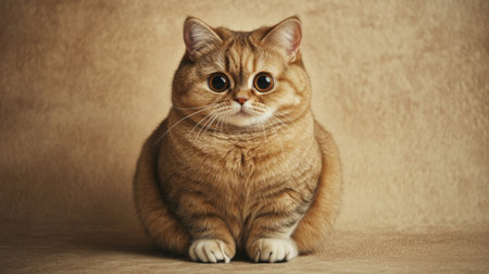 This charming fluffy cat features large expressive eyes and a soft coat, sitting against a gentle background. Ideal for pet lovers and animal enthusiasts.の素材