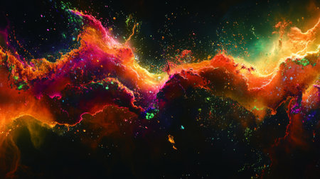 Discover a mesmerizing cosmic landscape featuring vibrant clouds in rich colors. This abstract space scene evokes beauty and wonder, perfect for artistic projects.の素材