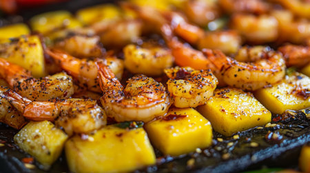 Savory grilled shrimp paired with juicy pineapple chunks create a delightful dish perfect for summer gatherings. A feast for the eyes and palate!の素材