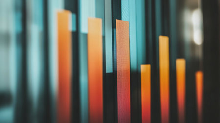 This vibrant bar graph showcases data visualization with colorful bars representing growth and progress in a modern business context. Ideal for analytics.の素材