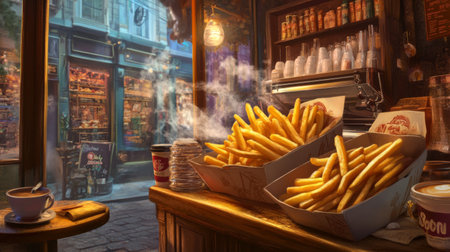 A warm and inviting cafの素材