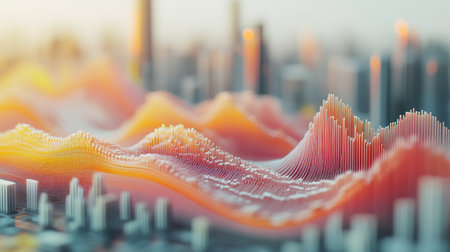 This abstract image showcases vibrant audio waveforms in a dynamic, colorful design. It highlights the interplay of sound and modern technology, perfect for creative projects.の素材