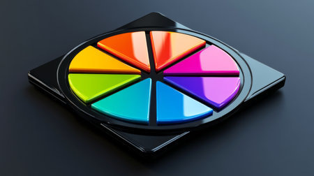 This image features a vibrant game spinner with colorful sections, perfect for games, activities, and entertainment concepts. Ideal for creative projects.の素材