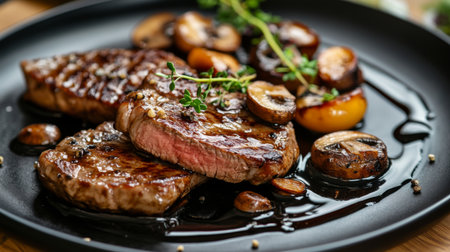 A delicious plate featuring juicy grilled steak accompanied by sautの素材