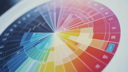 A vibrant color wheel showcasing a wide range of hues and shades. Perfect for artists and designers seeking inspiration and understanding of color theory.の素材