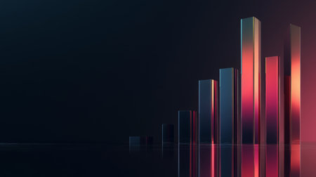 This vibrant and modern bar graph design visually represents data trends and growth in a sleek, digital style ideal for business presentations and reports.の素材
