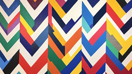 Bright and colorful chevron pattern ideal for modern design projects. Perfect as a background or texture for creative works, adding energy and vibrance.の素材
