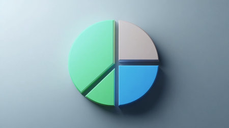 This image features a colorful abstract pie chart on a smooth background, ideal for illustrating concepts in business, finance, or data analysis.の素材