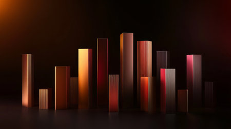 A captivating modern abstract composition featuring colorful vertical bars. The interplay of light and shadows creates a vibrant atmosphere, perfect for artistic displays.の素材