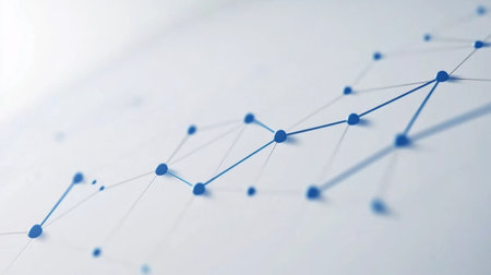 A sleek abstract background featuring blue lines and dots that represent data visualization. Ideal for technology, finance, and analytics themes.の素材