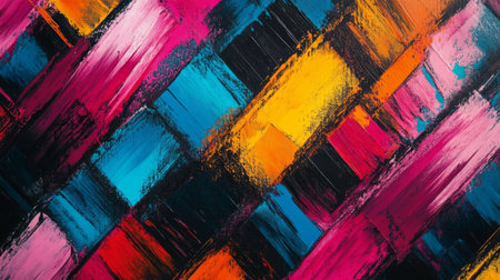 A vibrant abstract painting showcasing bold colors and dynamic brushstrokes. Ideal for creative projects or as a decorative background piece, this artwork exudes energy and artistic expression.の素材