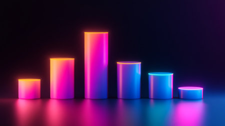 This captivating image features vibrant neon bars glowing against a dark backdrop. Perfect for technology and design themes, it showcases a modern aesthetic.の素材