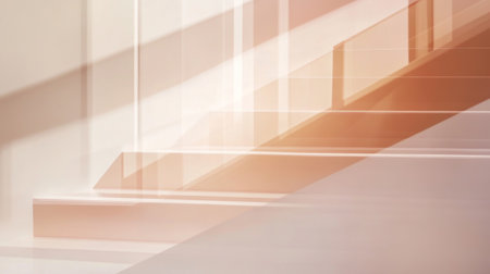 A modern staircase showcasing sleek lines and soft lighting effects. This image evokes a sense of tranquility and elegance with its minimalistic design.の素材