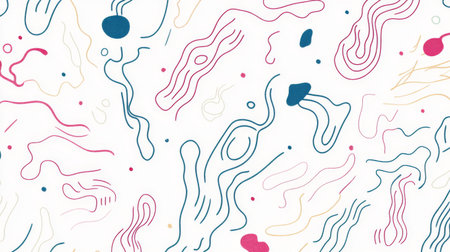 This image features a collection of abstract lines and shapes in a minimalist style, perfect for use in modern design projects or as a vibrant background.の素材